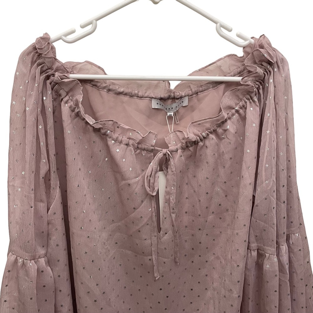 Endless Rose Metallic Star Pattern Long Sleeve Blouse NWT